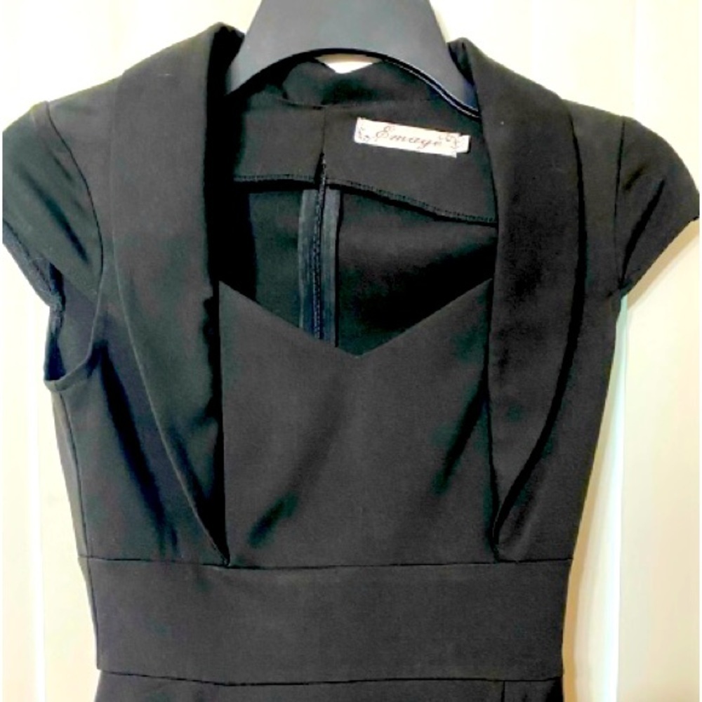Emage Dress, LBD, Midi, Peplum, Career, Sz XS​, Timeless, Classic​​, minimalist - Picture 8 of 13
